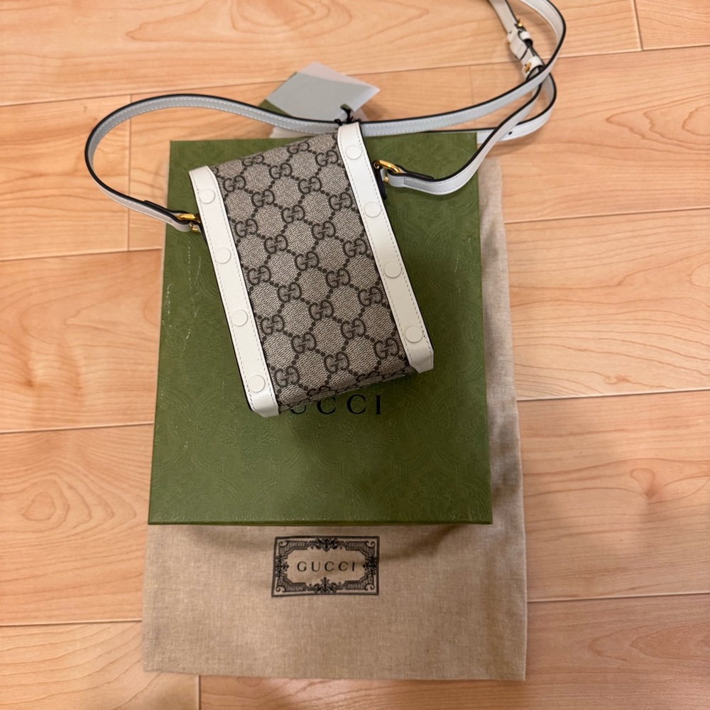 Gucci Horsebit 1955 GG Beige White Small Crossbody Bag Gold Hardware. Never used - Picture 5 of 9
